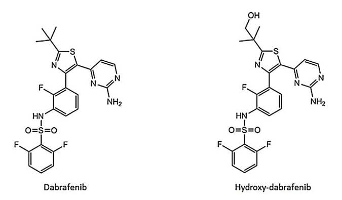 开发并验证新的LC-MS/MS方法，用于定量人血浆中达拉非尼及其主要代谢物羟基达拉非尼 (OHD)。本研究中OHD(纯度>99%)通过不朽情缘mg官网合成